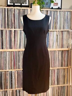 Vintage Kasper Classic Black Dress 90s Minimalism Carolyn Bessette Kennedy Sz 6